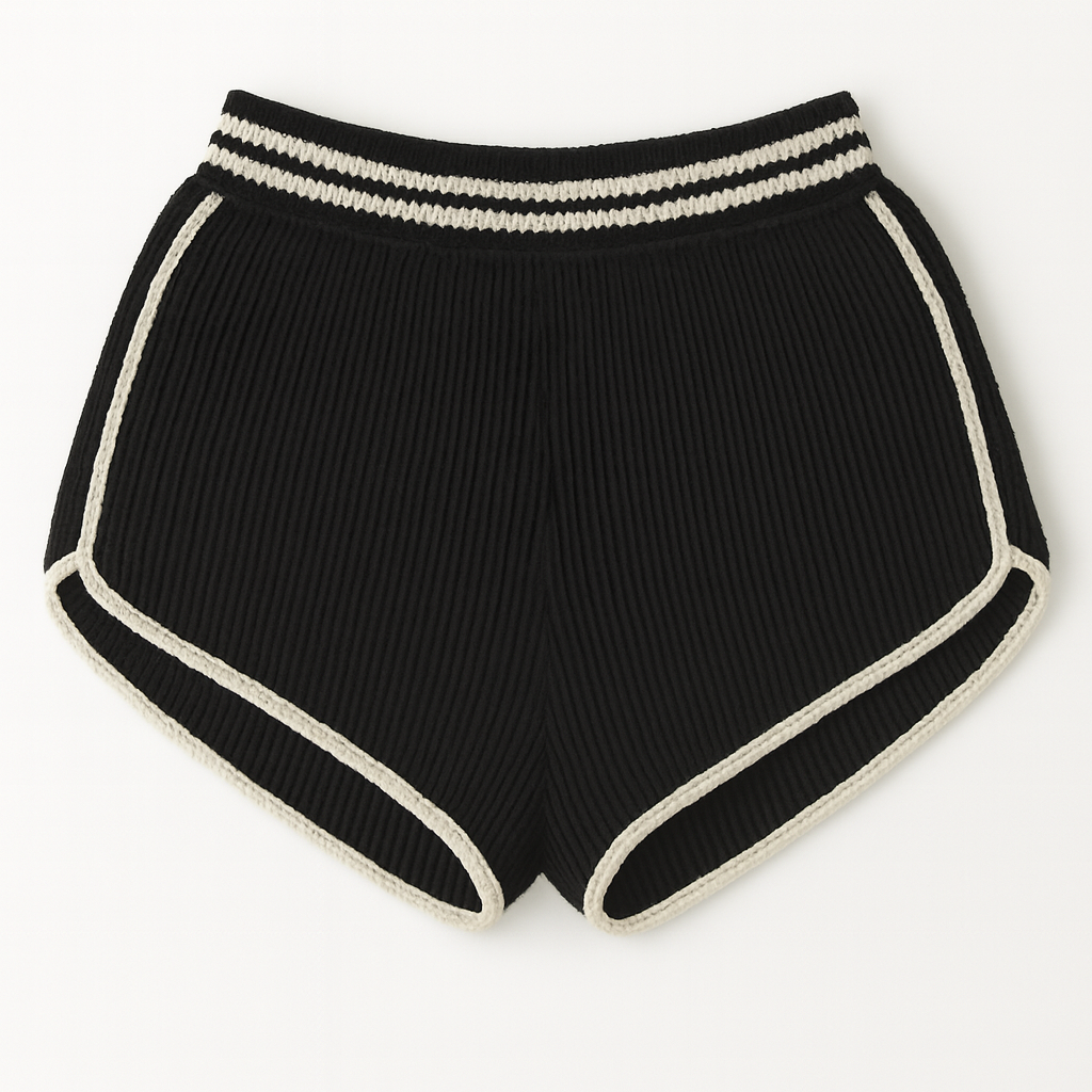 Knit Gym Short Black With White Trim